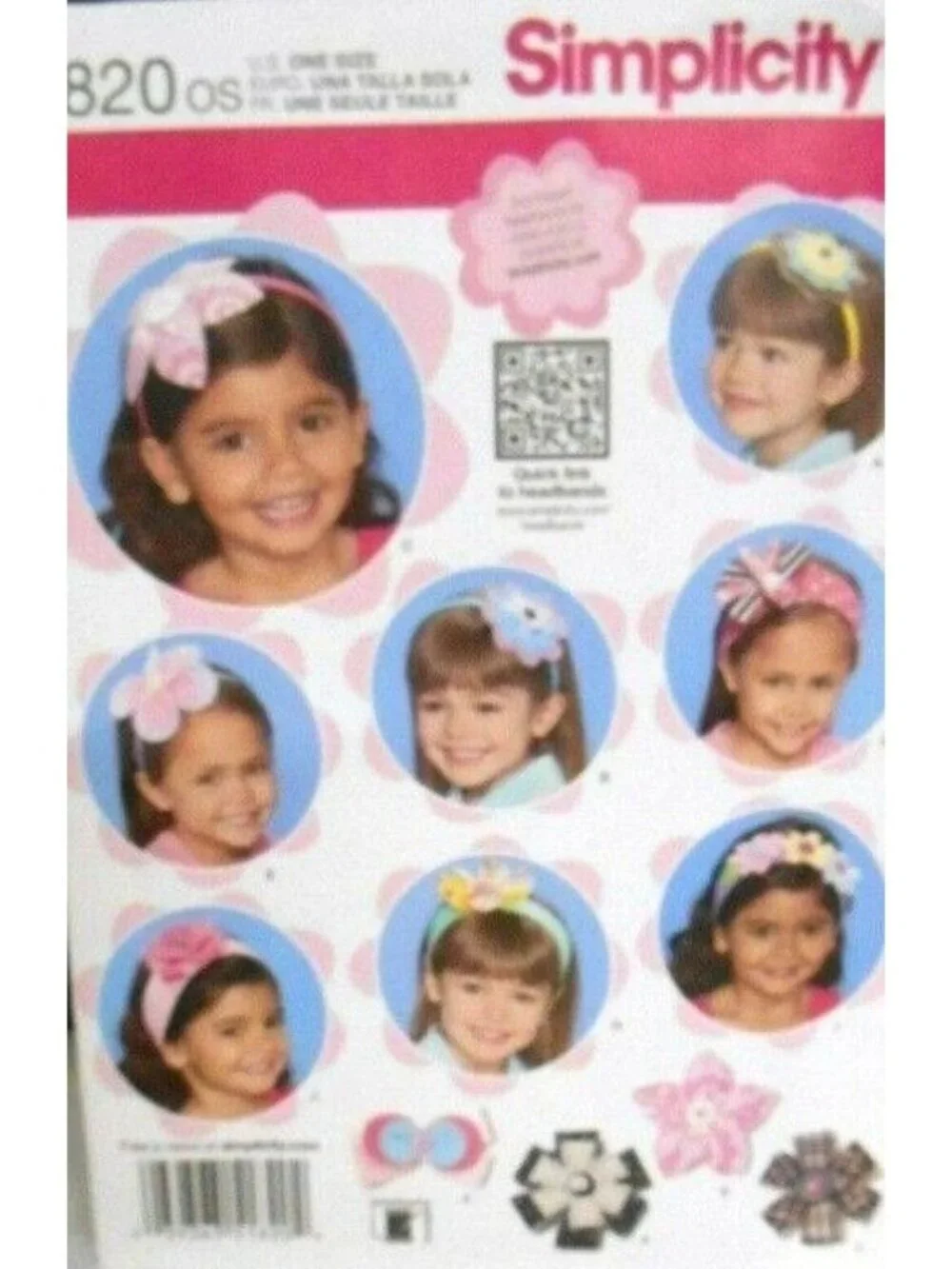 Sewing Pattern Simplicity 1820 Hair Accessories Girls 12 Designs Headbands Bows